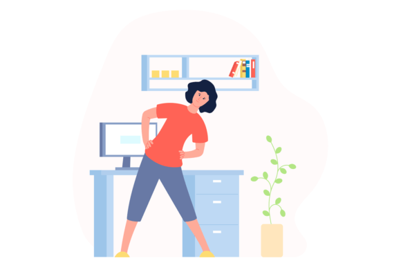 Download Stretching at Workplace Illustration. Wo - Premium Resources