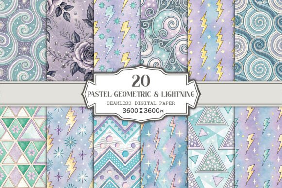 Download Pastel Geometric &amp; Lightning Seamless - Pastel Collection