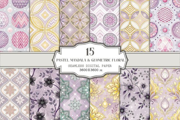 Download Pastel Mandala &amp; Geometric Floral Seamle - Pastel Collection