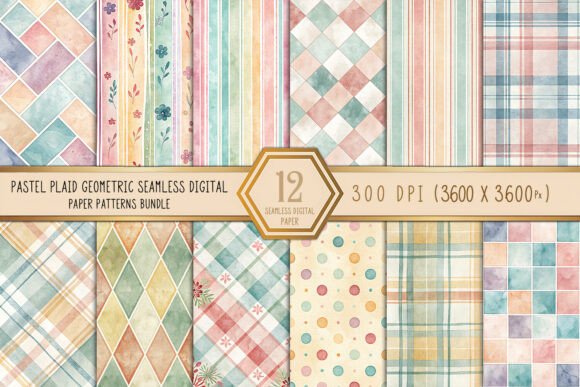 Download Pastel Plaid Geometric Seamless Digital - Pastel Collection
