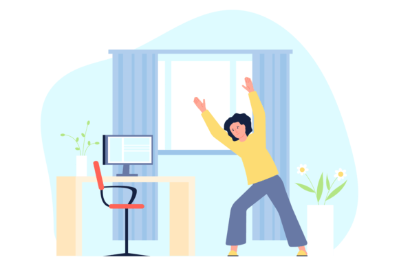 Download Woman Exercise at Workplace. Corporate F - Premium Resources